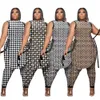 Yaz XL-5XL Baskı Artı Boyutu Eşofman Kadınlar için Kolsuz Düzensiz Hem Tops Ve Rahat Pantolon Gevşek İki Parçalı Setleri PH13268