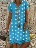 Overseas All Size DOT Cotton Linen Women Dresses Casual Loose Lady Dress Summer Clothes Original Design Female 220613