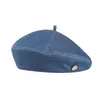 Berets vintage denim baret hat beanie kunstenaar massieve kleurschilder sboy pompoen voor vrouwen meisjes dagelijkse slijtage