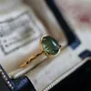 Lamoon Natural Green Moss Agate Ring for Women Vintage Gemstone Rings 925 sterling Silver Gold Gold Plated Jewelry Ri007