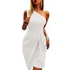 Zomer onregelmatige feestjurk dames stevige kleur mouwloze bodycon -jurken