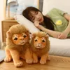 23cm/28cm Cute Real Life Lion Plush Toy Simulated Forest Animal Model Kids Doll Room Decor Children's Birthday Gift LA332