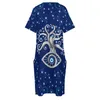 Plus Size Dresses Greek Evil Eye Art Casual Dress Women Amulet Tree Print Cute Summer V Neck Street Style 5XLPlus