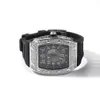 Tasarımcı Mens Watch Fashion Luxury Black Diamond Watch Quartz Spor Saatleri Silikon Kayış Kol saatleri