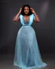 2022 Plus size Arabisch Aso Ebi Luxe Mermaid Lace Prom Jurken kralen Vintage Evening Formele feest tweede receptie Verjaardag verlovingsjurken Jurk ZJ666