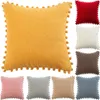 Cushion/Decorative Pillow Soft Velvet Cover Square Decor Pillowcase Plush Pom-poms Cushion With Balls For Sofa Bed Car Home Throw PillowsCus