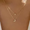 Chains Fashion Personality Moon Star Necklace WomenStacked Multi-layer Clavicle Chain Crescent Pendant Necklaces For Friend GiftChains Sidn2