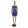 Vestido de basquete impresso de mulher sem mangas e sexy Vestido de basquete verão One peça Salia Slim Jersey Stylesuit Sports Causa vestidos