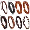 Nightclub hip hop MAN WOMAN Cowhide Bracelet 8 style selection100% genuine leather bracelet adjustable wax thread weave