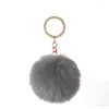 8 cm pompom märke väska nyckelring ringar biltangentning guldfärg kedjor pompons falska faux kanin päls charms kedja diy pom poms bollar kvinnor väska hängsmycken gåvor