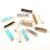 Pendant Necklaces Natural Stone Connector Rectangular Strip Shape Crystal Cluster Two Holes Charm For Jewelry Making Bracelet Necklace Acces