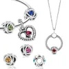 Novo popular 100 925 prata esterlina doze meses birthstone coração charme eterno contas pingente para pulseira pandora original joias femininas