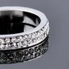 Cluster ringen klassieke dubbele rij kubieke zirkonia voor vrouwen goud zilveren kleur trouwring mode sieraden 2022 jz093 sspcluster