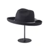 Nowy styl francuski 100% wełniany czarne czapki fedora dla kobiet mężczyzn 7,5 cm szerokości brzegi vintage kościelne czapki panamowe kapelusz jazzowy