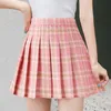 FESTY KARY Mode Frauen Hohe Taille Faltenrock Y2K Sommer Casual Kawaii Plaid Röcke Koreanische Nette Schule Mini 220317