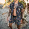 Survêtements pour hommes Survêtement pour hommes Casual Summer Beach Chemise à manches courtes et shorts Suit Vacation Hawaiian Two-Piece Set Male Clothing St