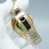 Quadranti dell'orologio di qualità in acciaio ST9 funzionanti Movimento meccanico automatico da 40 mm Vetro zaffiro Orologi da uomo con lunetta in ceramica Cosmograph Quadrante con diamanti neri Oro giallo