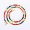 Collier hip-hop simple bijoux 4mm couleur tennis chaîne cuivre incrusté couleur carré zircon hipster bracelet