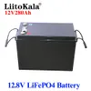 Liitokala 100 % 브랜드 12V 300Ah 280Ah 200Ah LiFePO4 배터리 팩 150A BMS 12.8V 배터리 E-Scooter RV 태양 광 스토리지 시스템