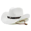 Unisexe extérieur large bord Cowboy chapeau de paille couleur unie mode Protection solaire chapeau de plage casquette d'été