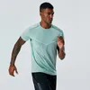 LL-A19 Yoga Kıyafeti Erkek Spor Giyim Yaz Egzersiz Spor Giyim Sportwear Tren Koşu Gevşek Kısa Kollu Tren Gömlek Açık Üstler