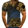 T-shirt da uomo Fashion 3 T-shirt digitali Casual Stampa geometrica Ipnosi visiva Modello irregolare Top Eur Plus 5XL 220505