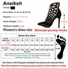 Aneikeh Gladiator Roman Sandals Summer Rivet Studded Cut Out Caged Ankle Boots Stiletto High Heel Women Sexy Shoes Pumps 220421