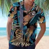 Casual shirts van heren pyjama heren lente zomer top Hawaii bedrukte turn kraag losse korte mouwen mode knop crotchmen's