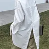 Letnia moda koszuli biała tuniki Kobiety Bluzka z długim rękawem Lapel Casual Solid Button Asymetrycal Tops Party Blusas W220321