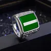 Cross-Border Hot Silver Domineering Elegant Dragon Pattern Ring Male Emerald Agate Open Mouth Ring Wholesale Jewelry