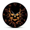 Skull with Crack Hole Horror Wall Clock Silent Non Ticking Gothic Birth of a Demon Clock Halloween Home Decor Skull Wall Clock