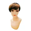 Kurze Echthaar-Perücke mit Pixie-Schnitt, maschinell hergestellte Perücken, ohne Kleber, schwarze Farbe, peruanisches Remy, ohne Spitzenfront für Frauen