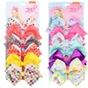 ncmama 6pcs/lot siwa print bukknot hair bows for girls princess ribbon hairgrips jojo bows hair clip