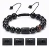 Pulseira de grânulos para homens doze constelações pulseira ajustável ágata preto tigre pedra pulseira tecida