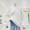 Women's New Fashion Casual Sweatshirt Ladies 2022 Spring Simple Embroidered Letter Pullover Hoodie Idle Style Round Neck Top T220726