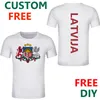 Letônia masculino jovem camiseta DIY Free Student LVA Boy Tirl Tirch Flag Republic Latvija Made College Soccer Team Roupas 220616GX