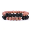 8mm natuurlijke lava stenen houten kralen strengen bedelarmbanden elastische armband voor vrouwen mannen minnaar handgemaakte sieraden