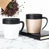 330 ml anpassbare Kaffeetassen mit Deckellöffel Doppelmauerte Edelstahl Isoliert Tasse Tragbarer Vakuum Tumbler Thermoses Kaffee-Cup-Weihnachtsgeschenk ZL1126