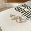 ダングルシャンデリアゴールドカットアウトスクエアドロップイヤリング2022ファッショントレンド幾何学ラインストーンパールステートメント女性の結婚式のジュエリーダン