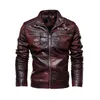 Moda de alta qualidade 2022 homens Autumn Winter Jacket PU Cashated Leather Motorcycle Style Male Warm sobretudo L220801