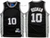 Maillot de basket rétro Tim 21 Duncan maillots Dennis 10 Rodman David 50 Robinson couleur blanc noir cousu 1998-99 1995