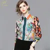 Blouses -shirts voor dames H Han Queen Women Vintage Floral Print Ladies Tops Chiffon Long Sleeve Casual Blouse vrouwelijk werk Wear Office 220913