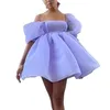 Feestjurken Dames Off Schouder Puffy Mouw Mini Dress Chic Tulle Princess Ruffle Mesh Wedding Avond Prom Ladies