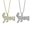 Chains Hip Hop Initial Letter Necklace Full Cz Paved Pendant Necklaces Fashion Out Bling Charm Long Rope Chain Jewelry For MenChains ChainsC