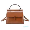 Briefcase for Women Bag Oil Wax Leather Vintage 15.6 Inch Laptop Business Shoulder Bag Brown