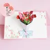 3D Pop Up Cartes De Fête Des Mères Cadeaux Bouquet Floral Cartes De Voeux Fleurs pour Maman Femme Anniversaire Sympathie Obtenez Bien En Gros