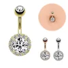 CZ Belly Button Ring Kirurgisk Stål Navel Barbell med Zircon Body Piercing Jewels for Women Teen Girls