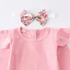 née bébé fille vêtements printemps automne rose barboteuse volants jupes florales bandeau tenues pour bébés vêtements pour tout-petits 0-24 mois 220507