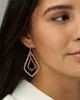 Mixed Metal Dangles Double Drop Earring with Cartons in Gold19673227825068