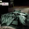 Slowdream Nature Beauty Green 100% Silk Bedding Set Solid Color Duvet Cover Flat Sheet Pillwocase Queen King Bed Home